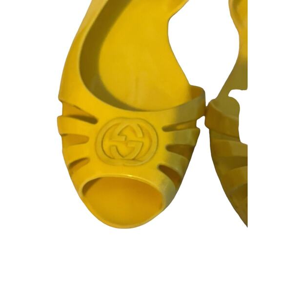 Gucci Marola Rubber Jelly Interlock GG Flat Sandals •Women 39/8.5• Yellow Italy - Picture 3 of 10